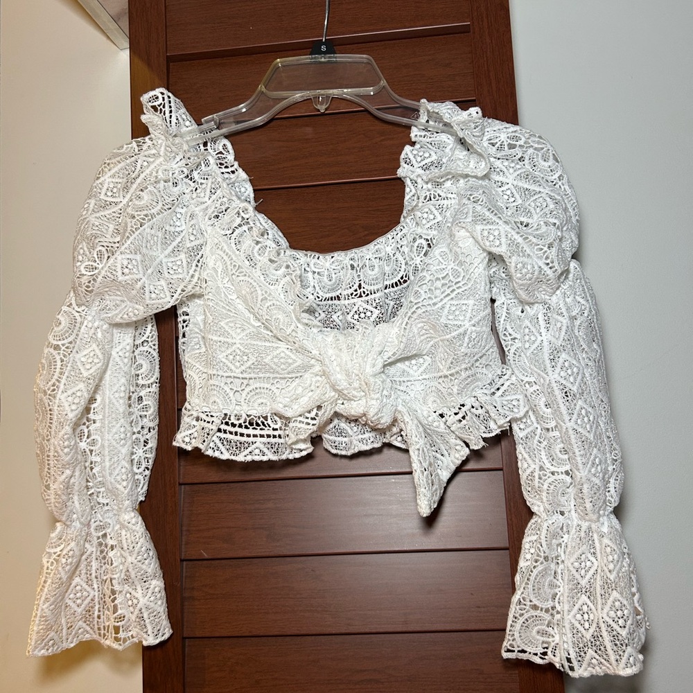 Elegant White Lace Women's Top